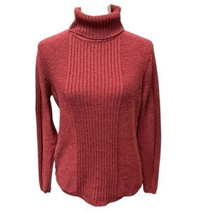 Sundance Turtleneck Sweater Women’s XL Burnt Pink Orange Textured